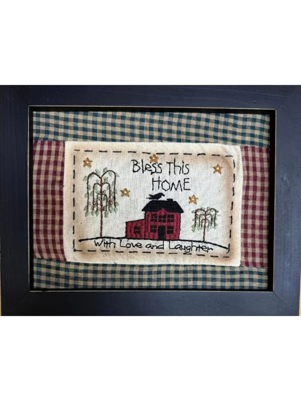 Framed Primitive Stitchery Wall Art Sign - 8x10 